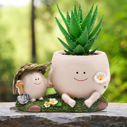 Toparad Smily Face Planter Pot Cute Resin Flower Head Planters for Indoor Outdoor Whimsical Succulent Pots for String of Pearls Plant Live Gift IdeaI for Mother and Appreciation Christmas