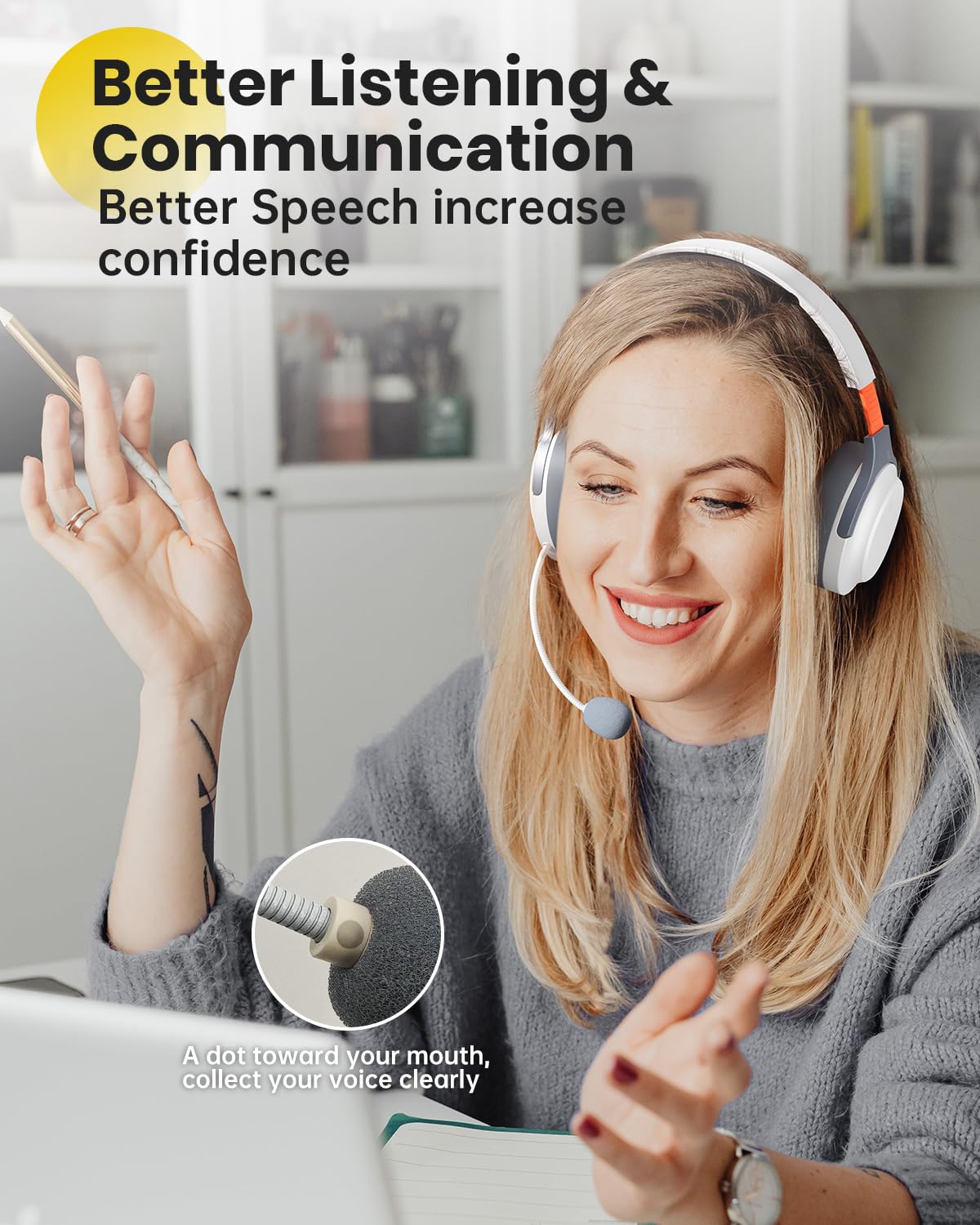 VOXii Auditory Feedback Wireless Headphones PRO, Brain Training Toolkit, New Function: Voice Feedback and Recording, Enhanced Speech, Language, Memory, Attention, Help with Autism ADHD Pro