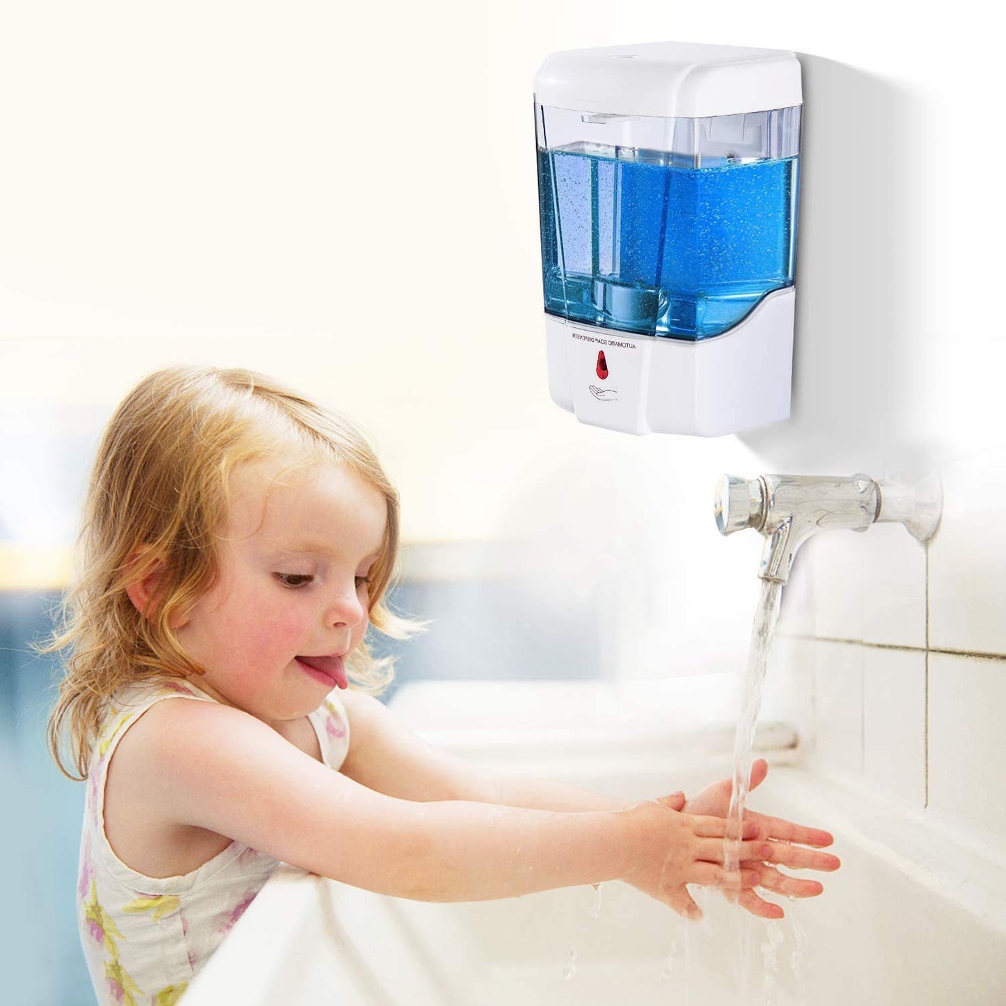 interhasa! Soap Dispenser, Touchless Hand Sanitizer Dispenser Wall Mount Automatic Kitchen Soap Dispenser for Commercial Home, Office, 600ml/20oz