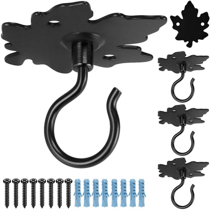 Dolibest Wall Mount Ceiling Hooks, Plant Hooks for Ceiling, Metal Plant Bracket Iron Wall Mount Lanterns Hangers Hooks for Hanging Plants Lights, Outdoor Wire, Fairy Lights, Wind Chimes, Black (4PCS)