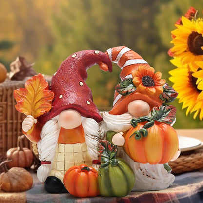 Hodao Fall Thanksgiving Pumpkin Gnome Decorations Handmade Swedish Tomte Gnome Elf for Fall Decor Gift - Thanksgiving Party Home Couple Gnomes Decor - Autumn Gift