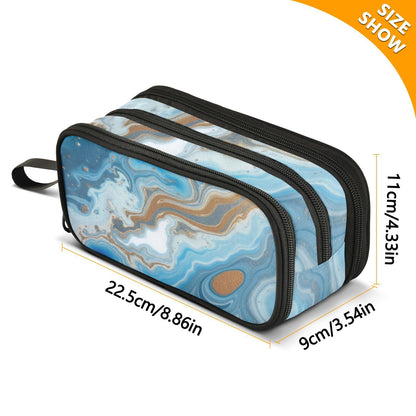 Kcldeci Green Marble Pencil Case, Abstract Gold Glitter Stone Big Capacity Pencil Pen Case Pencil Bag Pouch Holder Box For Middle/High School Office College Adult Girl and Boy