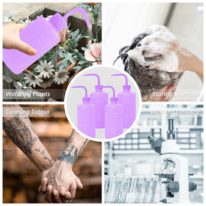 Grosun 4 Packs Tattoo Wash Bottle Water Squirt Squeeze Diffuser Bottles (Purple, 500ml)