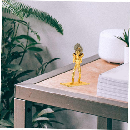 Cabilock Mineral Stone Miner Figurine with Basket Unique Irregular Ore Decoration for Home Office and Desk Natural Style Mineral Adornment for Creative Home Decor