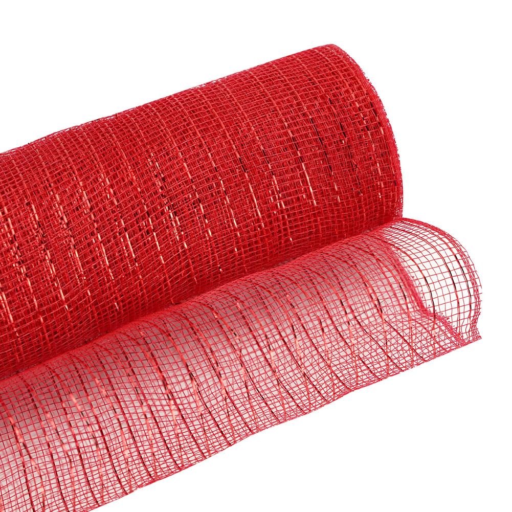 JStnana 3 Rolls Red Deco Mesh Ribbon for Wreath Making Supplies, 10 Inch x 30FT Metallic Foil Burlap Deco Mesh Fabric for Fall Thanksgiving Halloween Christmas Wreath Swags and Decorating