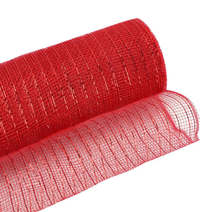 JStnana 3 Rolls Red Deco Mesh Ribbon for Wreath Making Supplies, 10 Inch x 30FT Metallic Foil Burlap Deco Mesh Fabric for Fall Thanksgiving Halloween Christmas Wreath Swags and Decorating