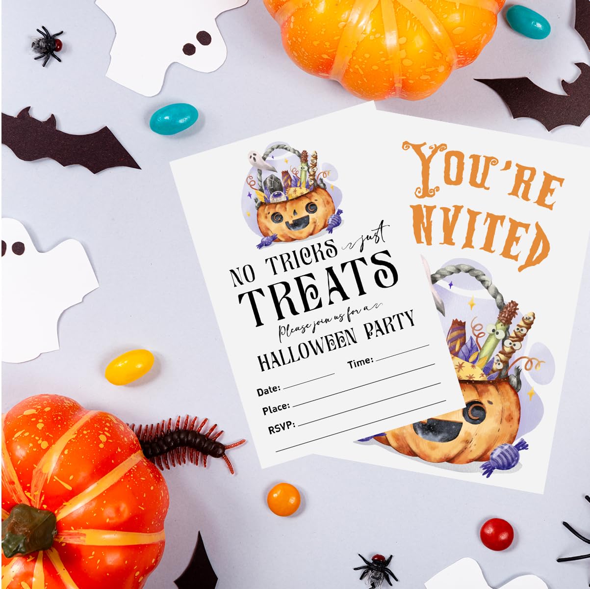 UDNADKEX Halloween Party Invitation for Kids Set of 20, 4"x6" Invites Card