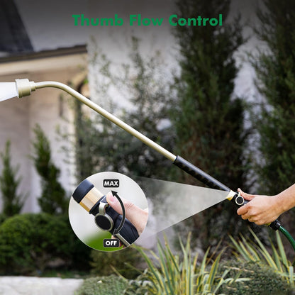 RESTMO Extra Long 36 Inches Watering Wand, Heavy Duty Metal Hose Wand with Thumb Flow Control, Gentle Soft Full Shower Sprayer Wand for Hanging Baskets, Shrubs, Plants, Flowers, Garden and Lawn