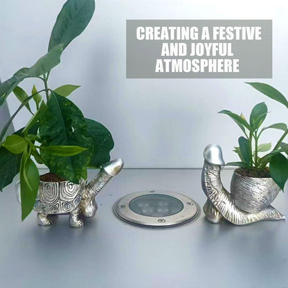 Qywwss Snail Planter, Unique Flower Pot for Succulent Plants, Retro Indoor & Outdoor Plants Garden Decoration Mini Resin Turtle Statue Fun Planter (Bend)