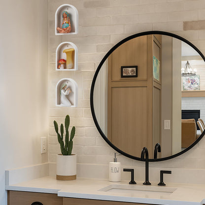 Ripeng 4 Pcs Tiny Arch Shelf 3.5 x 2.5 Inch Mini Floating Wall Shelves Small Wall Shelf Boho Farmhouse and Retro Storage for Bedroom Living Room Kitchen Bathroom Picture Frames Plants