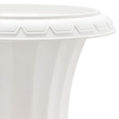 Arcadia Garden Products Plastic Garden Pedestal Urn, Set of 2 Classic Decorative Garden Pot Planter for Indoor and Outdoor Plants, 10” x 17”, White