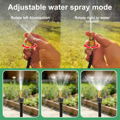 360° Adjustable Drip Irrigation System-50FT Garden Watering System with 16 Brass Nozzles,Irrigation System for Garden/Yard/Lawn,Greenhouse Accessories, 5/16" Tubing Garden Irrigation System