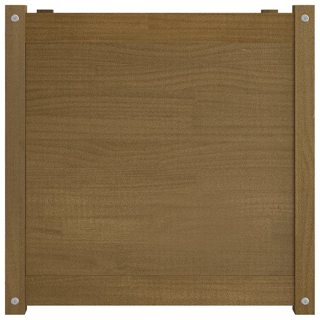 Owoxanthellate 23.6"x23.6" Square Honey-Brown Large Planter, Solid Pine Wood Outdoor Garden Box for Flowers Veggies Herbs on Patio Balcony Backyard