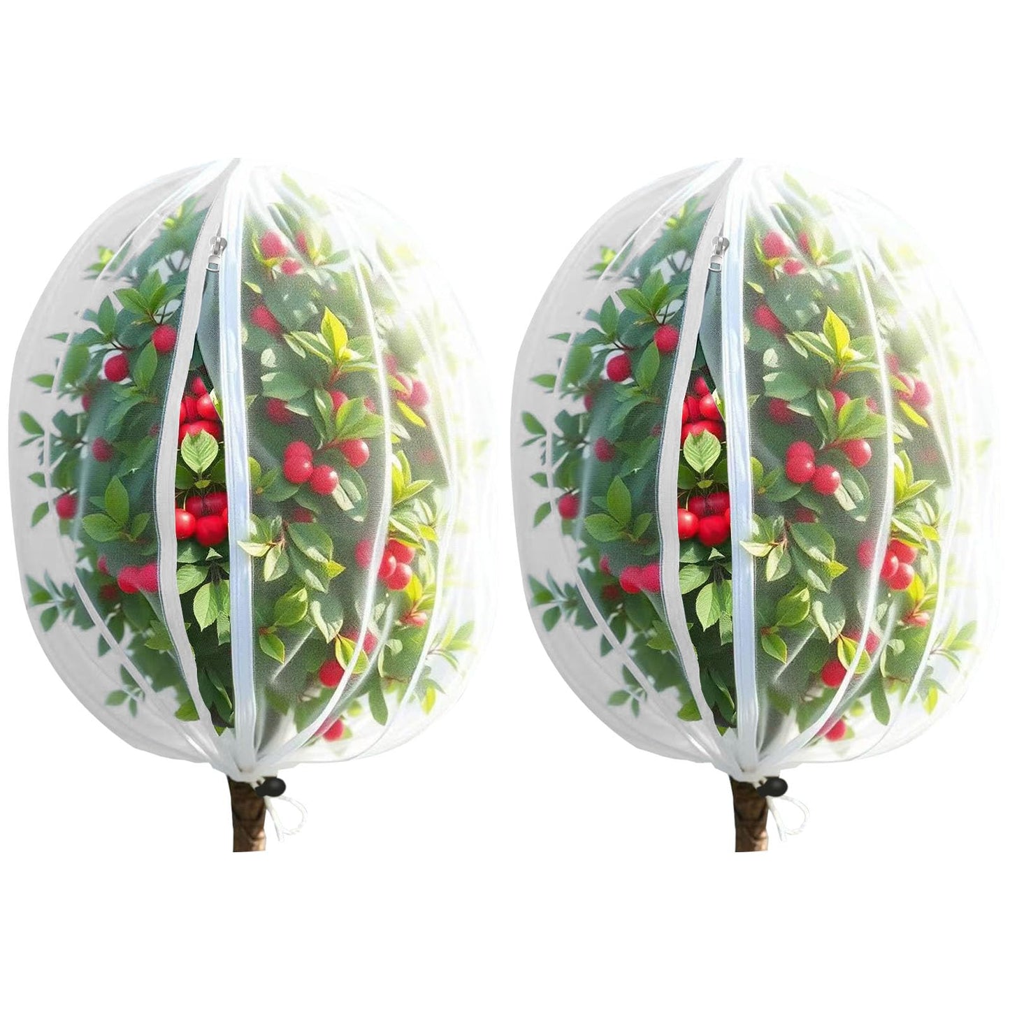 2 Pack Bird Netting for Fruit Trees with Zipper & Drawstring – 3.3x4.6FT Garden Plant Covers, Reusable Protection for Blueberry Bushes, Tomato Plants, Cherry Trees – Blocks Birds, Cicadas & Pests