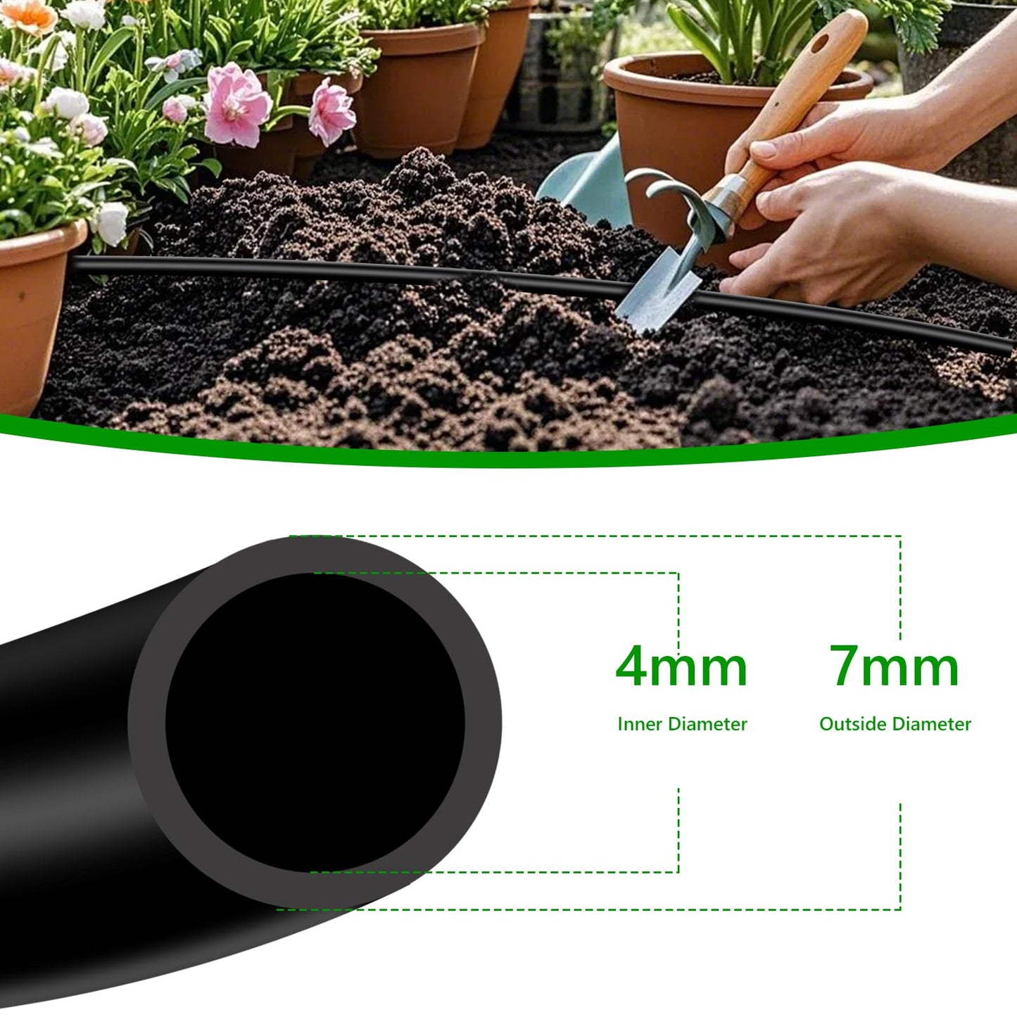 1/4 Inch Blank Drip Irrigation Tubing, 60FT Distribution Hose for Garden, Greenhouse & Raised Beds, Flexible UV-Resistant Watering Line for Drip Irrigation Systems