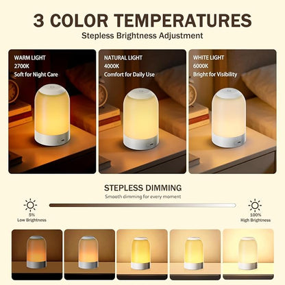 G Keni 2 Pack Rechargeable Night Lights, Portable Touch Nightlights with Amber Warm White Light, Dimmable Egg Night Lights with 1H Timer, Cordless Bedside Lamps for Baby Nursery, Kids & Bedroom