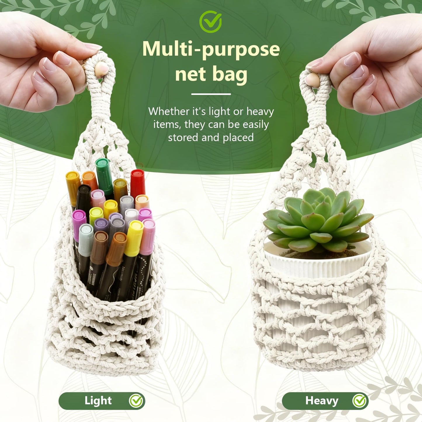 HOREAKHJ Macrame Wall Plant Hanger, Hanging Planter Basket Holder, Wall Planters for Indoor Plants, for Up to 4 Inch Pot (Ivory, 4-Inch)