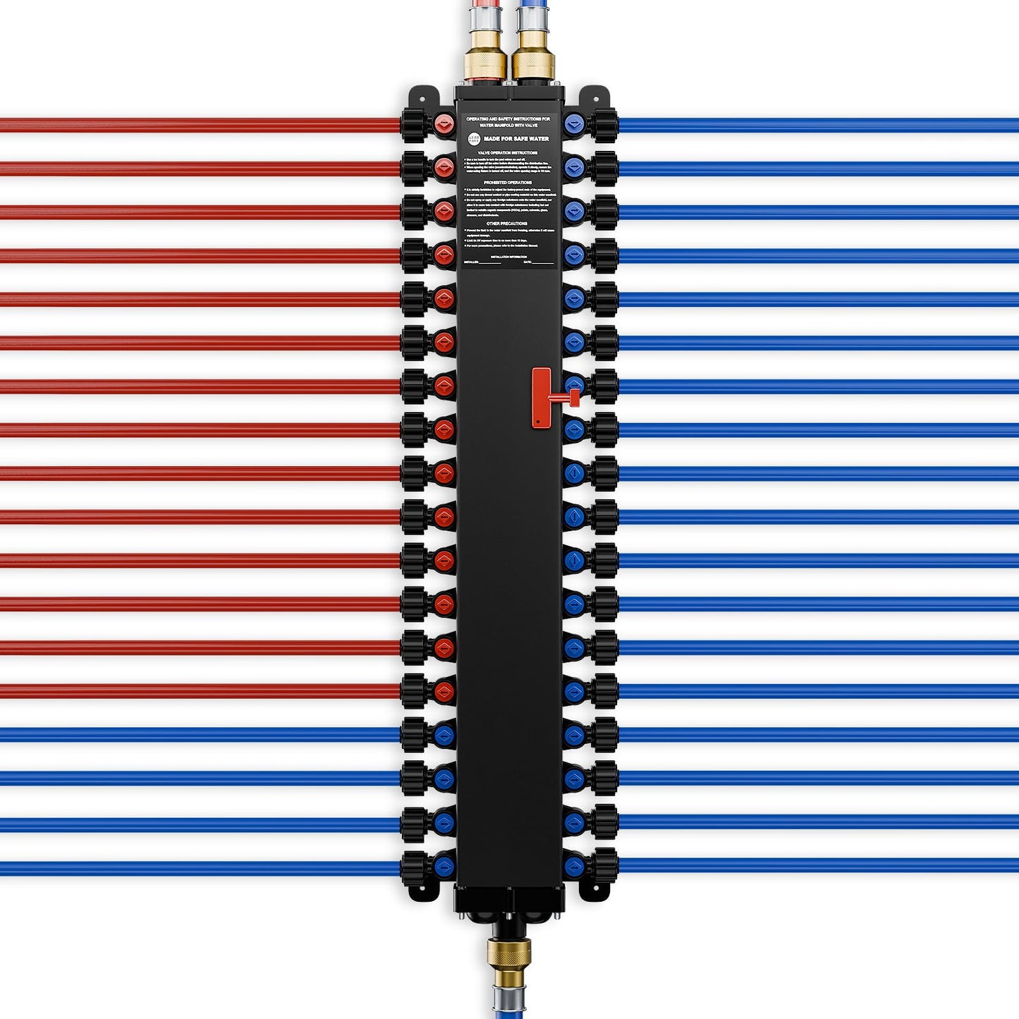 50363 36-Port PEX Manifold | Compatible with viegamanabloc | 22 Cold 14 Hot Full-House Water Distribution |3/4" Inlet 1/2" Zero Lead Alloy PEX Crimp | Leak-ProofValves & Chlorine Resistant