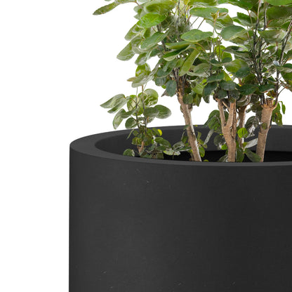 Kante 24 Inch Tall Round Concrete Planter, Large Indoor Outdoor Plant Pots with Drainage Hole and Rubber Plug, Modern Decorative Garden Pots for Home Patio Porch, Black