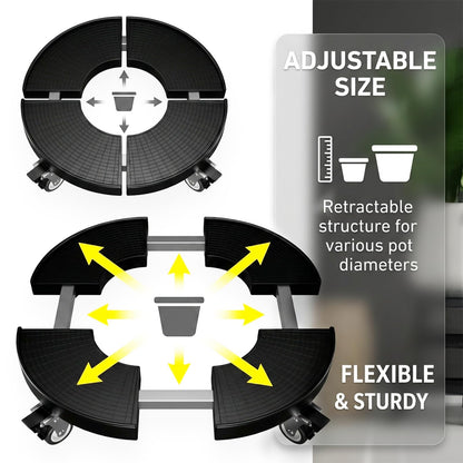 NULTRUMA Adjustable Plant Caddy with Wheels, 15–22 Inch Heavy Duty Rolling Plant Stand, Lockable Casters, 440–500 lbs Capacity, Large Plant Dolly for Indoor Outdoor Flower Pot Mover, Black