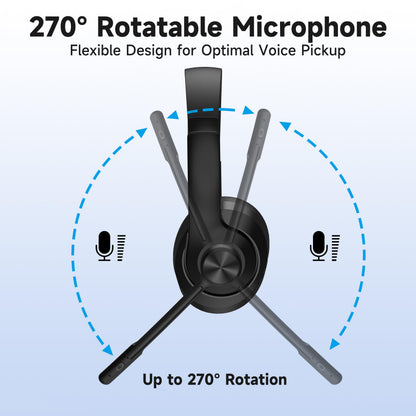 AOC Wireless Headset with Mic for Work, Bluetooth 5.4 Headphones with Noise Canceling Microphone, USB C, 30H, Clear Calls & Mic Mute for PC, Laptop, Cell Phones, Zoom - Black