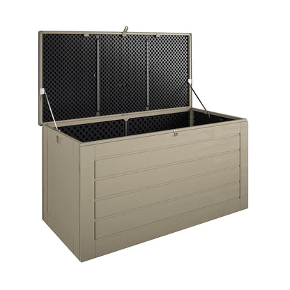 Cosco Outdoor Living 180 Gallon Patio Storage Box, Extra Large, Lockable Lid, Weather-Resistant, Tan/Brown