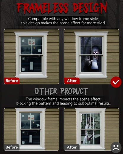 YUSPENYE 2 Pack of Halloween Sister Ghost Window Door Scary Cover, Halloween Decoration, Party Decors