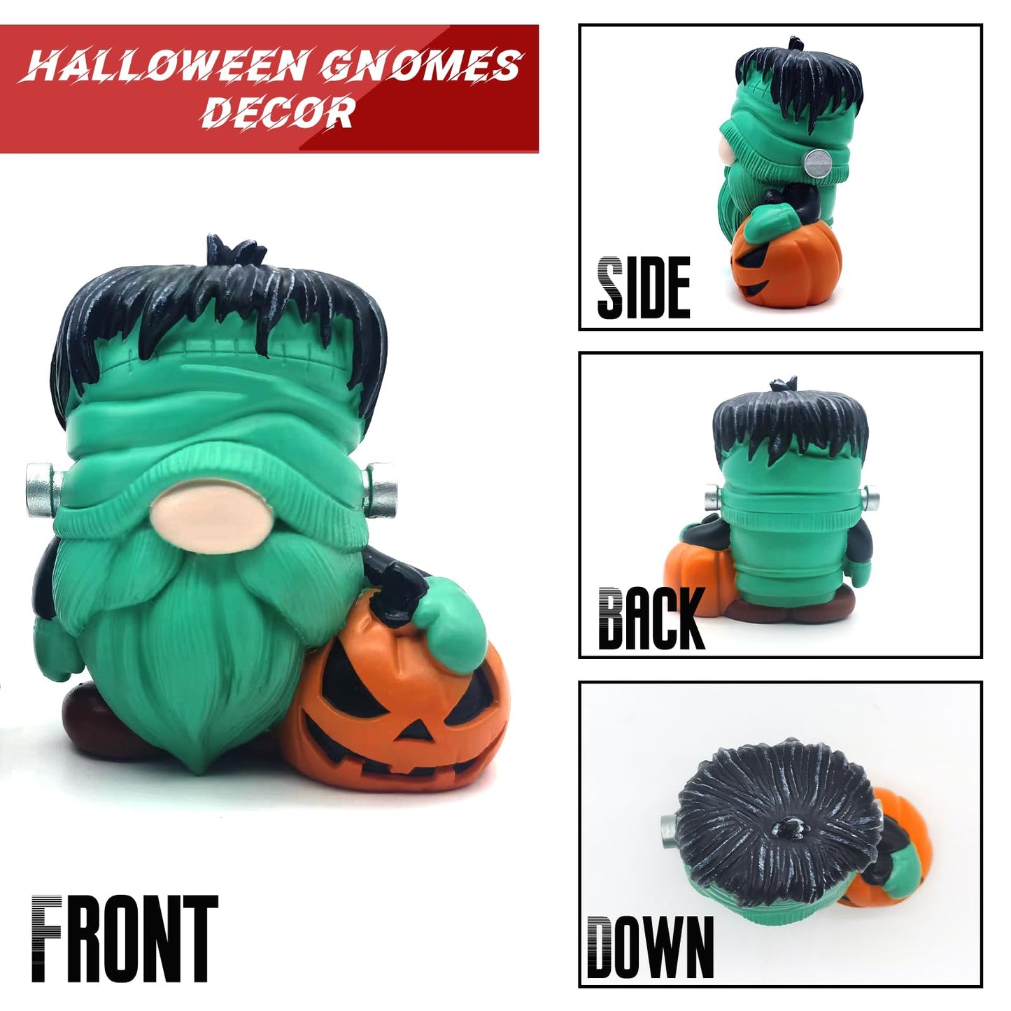 YOKUSHI 2 PCS Halloween Gnomes Decorations, Fall Table Decor Resin Figurines with Pumpkin for Home Office Indoor Gifts