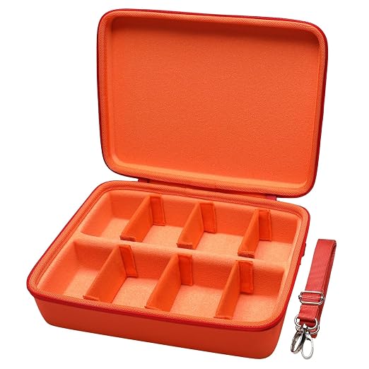 LTGEM Card Game Case Compatible with Cards Against Humanity/Magic the Gathering/UNO/Pokemen/Baseball/Football Cards 2500+, Trading Card Storage Box with 6 Dividers and Shoulder Strap, Orange