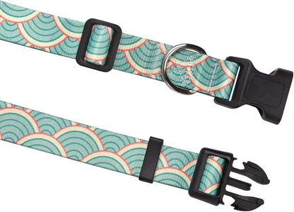 MarukoPet Dog Collar, Adjustable for Small Medium Large Dogs Puppy, Cute Design with Bohemia Floral Tribal Geometric Patterns Boys Girls Dog Collar(Sector-S)