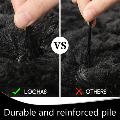 LOCHAS Ultra Soft Indoor Modern Area Rugs Fluffy Living Room Carpets for Children Bedroom Home Decor Nursery Rug 2x4 Feet, Black