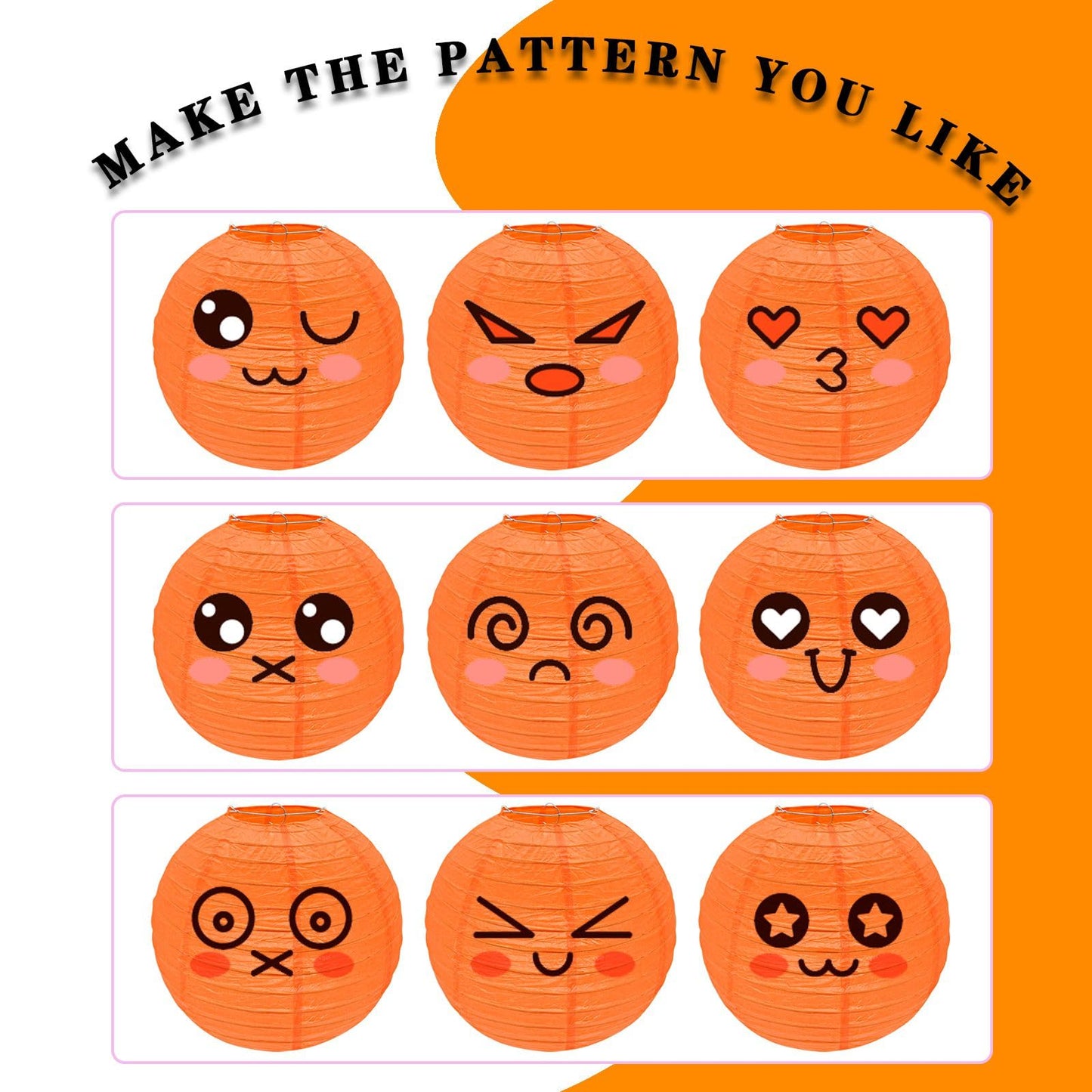 Orange Paper Lanterns, 12Pcs 6-12 Inch Round Hanging Party Decorations