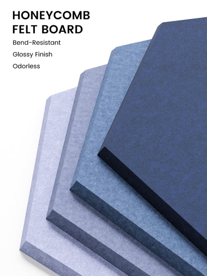 Fluxynara Hexagon Cork Board Alternative for Walls Decor-8-Pack Felt Bulletin Board Tiles,with 30 Pushpins,50 Adhesive Tabs for Office,Classrooms & Home Pin Board Felt Board-Denim Mist