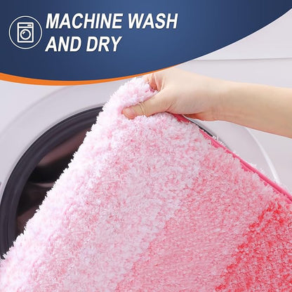 OLANLY Small Bathroom Rugs Mat 24x16, Extra Soft Absorbent Microfiber Bath Rugs, Rubber Backing, Quick Dry, Machine Washable Bath Mats for Bathroom Floor, Tub and Shower, Home Decor Accessories, Pink