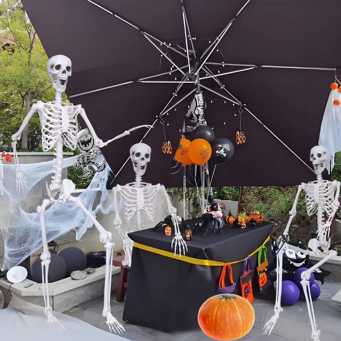 5.9Ft Halloween Skeleton Posable Skeleton Life Size Skeleton Plastic Full Body Human Skeleton for Halloween Decorations
