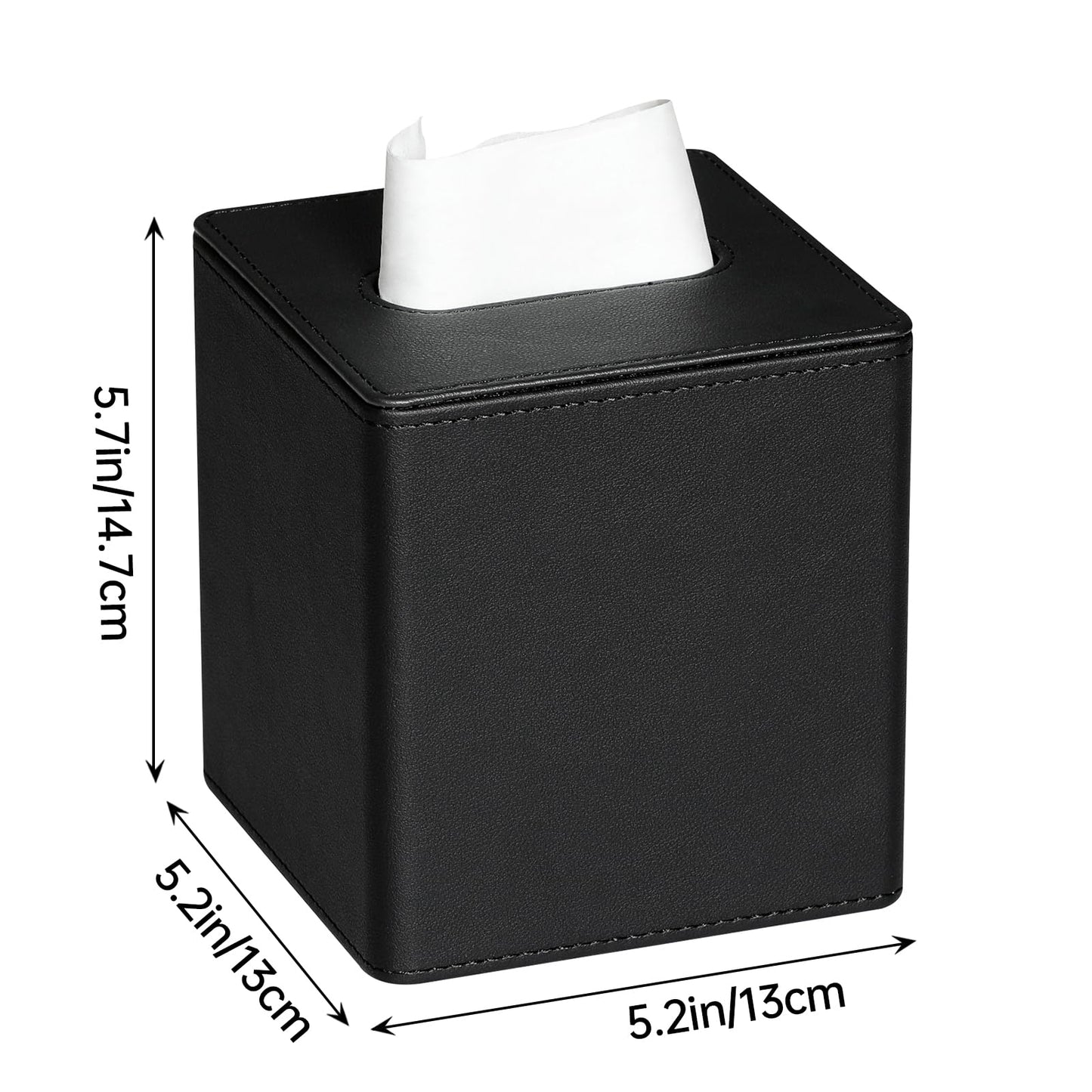 MEIBOOCH PU Leather Tissue Box Cover Square Tissue Box Holder with Magnetic Closure (Black)