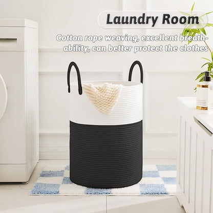 Artfeel Laundry Basket,Woven Cotton Rope Laundry Hamper,60L for Decorative Storage of Dirty Clothes,Toys and Blankets in Bathroom,Baby Room and Living Room