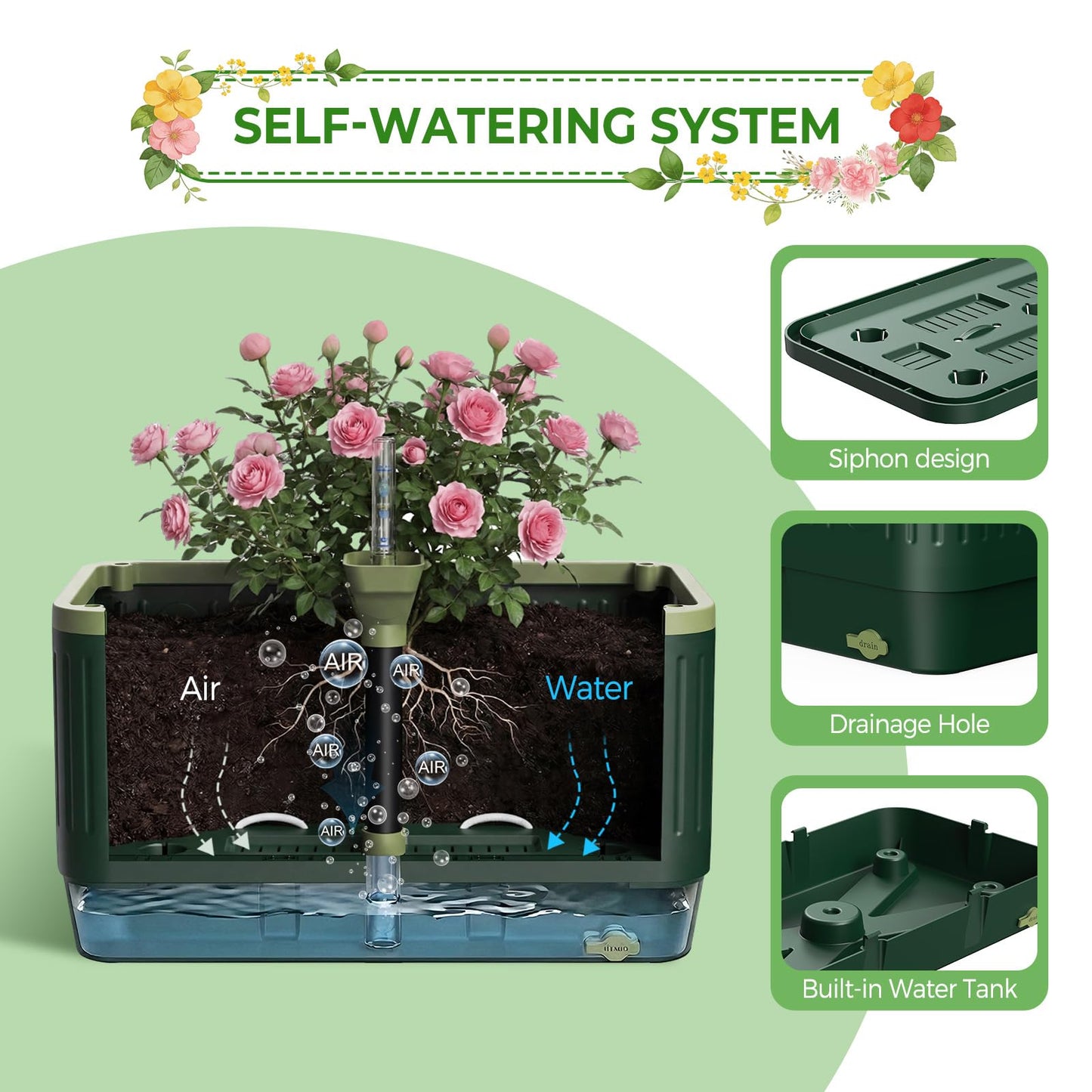 2Pack Raised Garden Bed Tomato Planter with Trellis, 52" Self Watering Tomato Planter with Water Level Indicator, Larger Rectangular Tomato Cages for Indoor & Outdoor Climbing Vegetable and Plants (2)