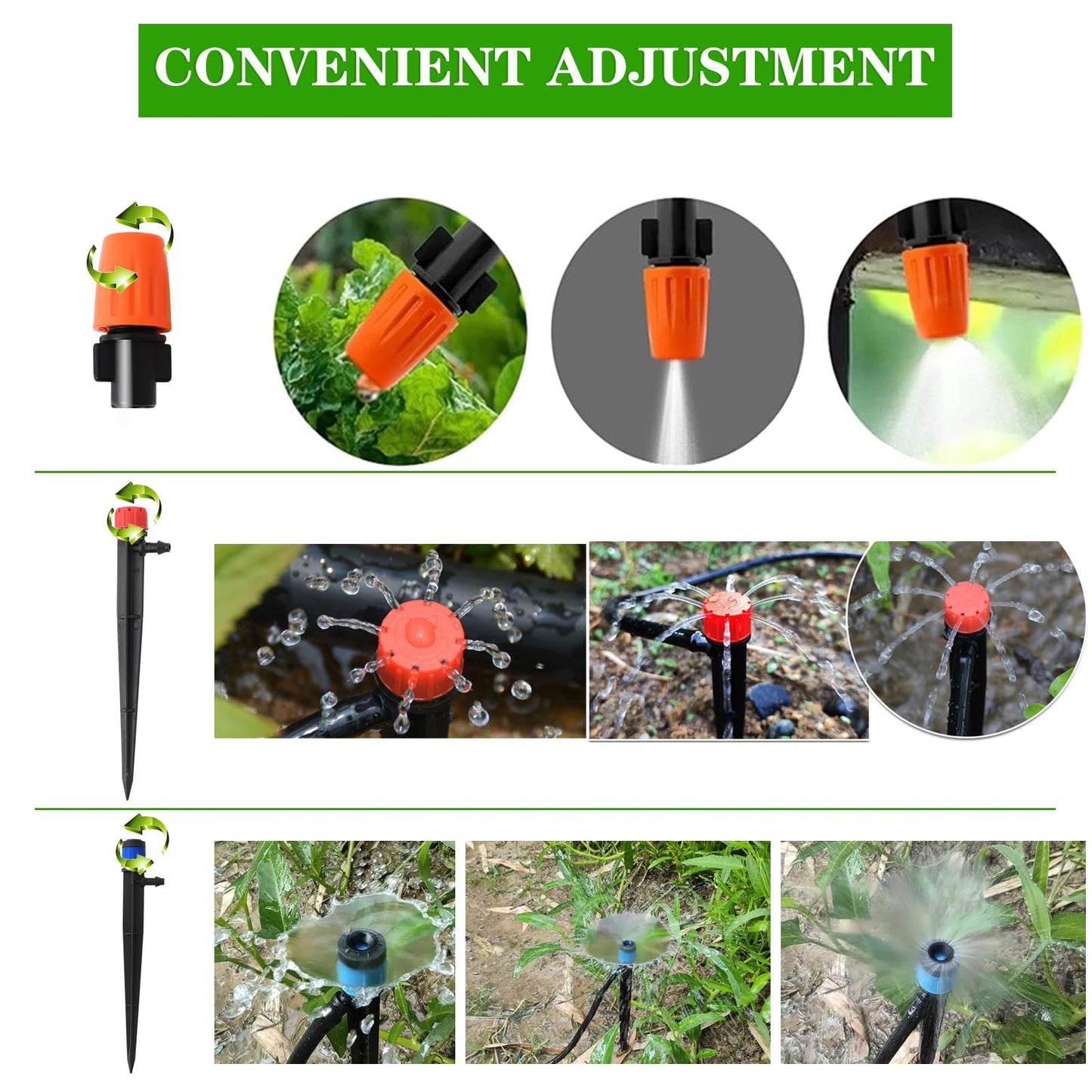 226FT Greenhouse Micro Drip Irrigation Kit Automatic Irrigation System Patio Misting Plant Watering System with 1/4 inch 1/2 inch Blank Distribution Tubing Hose Adjustable Nozzle Emitters Sprinkler
