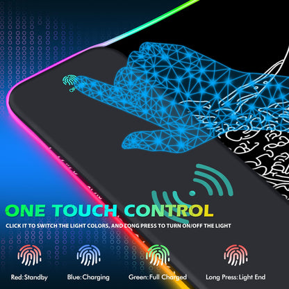 ToLuLu RGB Gaming Wireless Charging Mouse Pad, 5/7.5/10/15W 10 Light Modes LED Mouse Pad Computer Keyboard Mat Mousepad, 800x300x4MM Extended Large Desk Mat for Gaming, MacBook, Laptop, PC, Galaxy