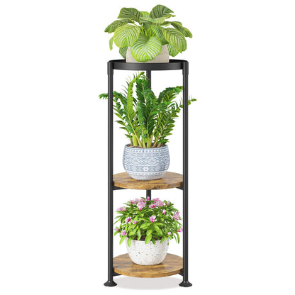 LASZOLA 3 Tier Black Plant Stand Indoor for Large Tall Heavy Duty Flower Planter, Metal Vertical Multi Level Rack for Narrow Floor Corner, Sturdy Round Holder Organizer, Modern, Mid Century, Farmhouse