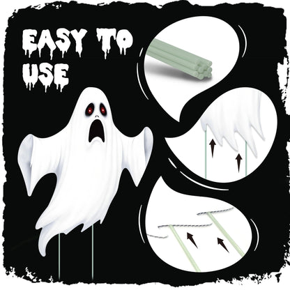 7 Pack Ghost Halloween Yard Signs, Large Halloween Yard Decorations with Stakes, Waterproof Scary Outdoor Holiday Ghost Decor for Yard Lawn Garden, 16” Big Size
