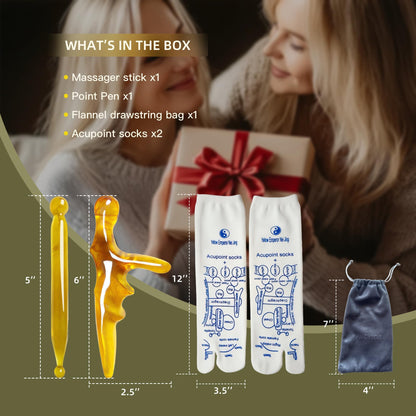 PNCYIOE Reflexology Foot Socks with Triangular Acupressure Massage Tool Set - Plantar Fasciitis Relief for Heel Pain, 2026 Gift Package Joint Massager