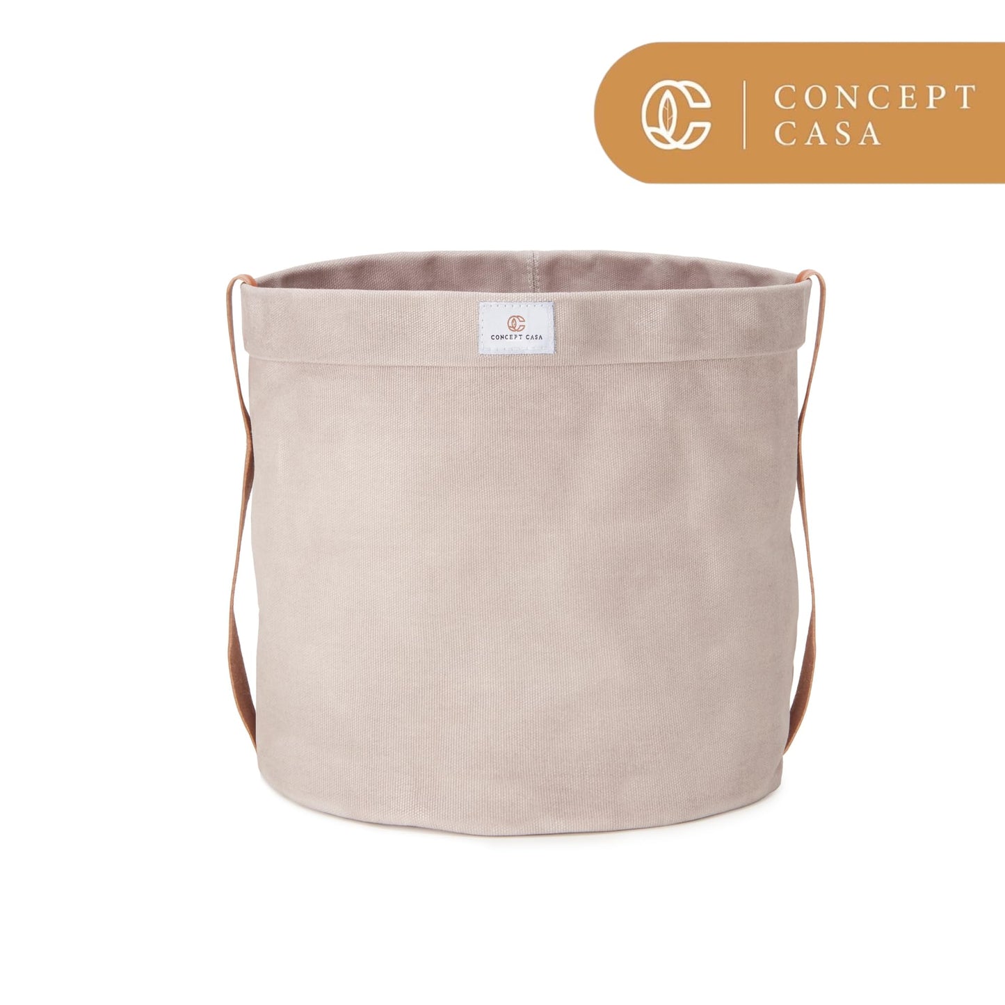 Concept Casa Extra Large Waxed Canvas Planter – 10" Stone Gray Fabric Pot Cover for Indoor/Outdoor Plants, Hanging Basket & Floor Plant Holder, Handmade Decorative Plant Container