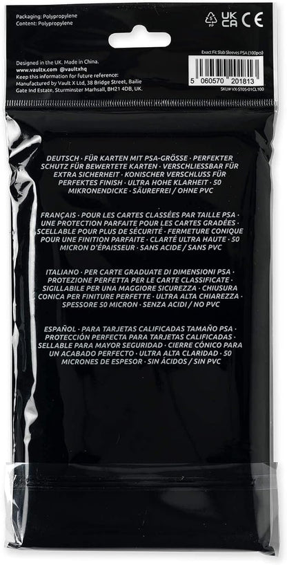 Vault X Exact Fit Slab Sleeves (100 Pack) for Graded Trading Cards for PSA, MGC, CGC, UGC, GG and Other Similar Sized Cases