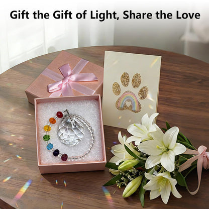 Pet Memorial Gifts for Cats Dogs: Round Ball Crystal Sun Catcher Remembrance Ornament, Cat Memorial Gifts for Loss of Cat, Rainbow Bridge Dog Passing Away, Bereavement Pet Loss Sympathy Gift