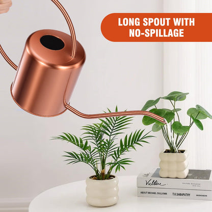 Plant Watering Can, 50 oz / 1500 ml Stainless Steel Metal - Modern Decorative with Long Spout for Indoor Potted Plants, Bonsai, Garden Flowers, Copper