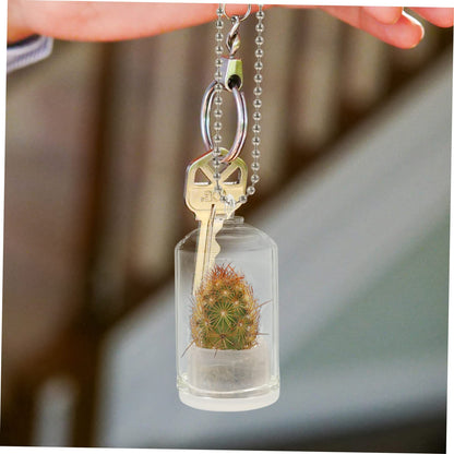 POPETPOP 6pcs Miniature Glass Container Keychain Artistic Hanging Terrarium for Air Plants Succulents Decorative Pendant
