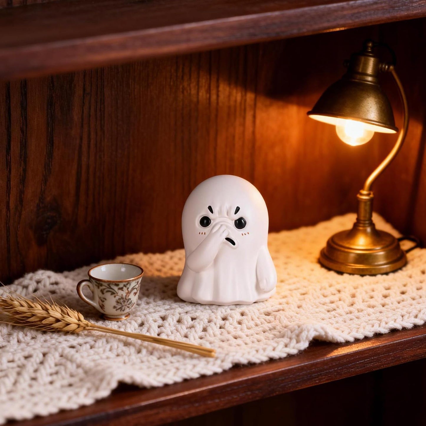 orenm Holding Nose Ghost Figurines - Cute Halloween Decor Indoor Resin Ghost Figurines,Funny Bathroom or Shelf Knick Knacks Statue,Home Bedroom Office Desk Decor Art,Gifts for Ghost Lovers