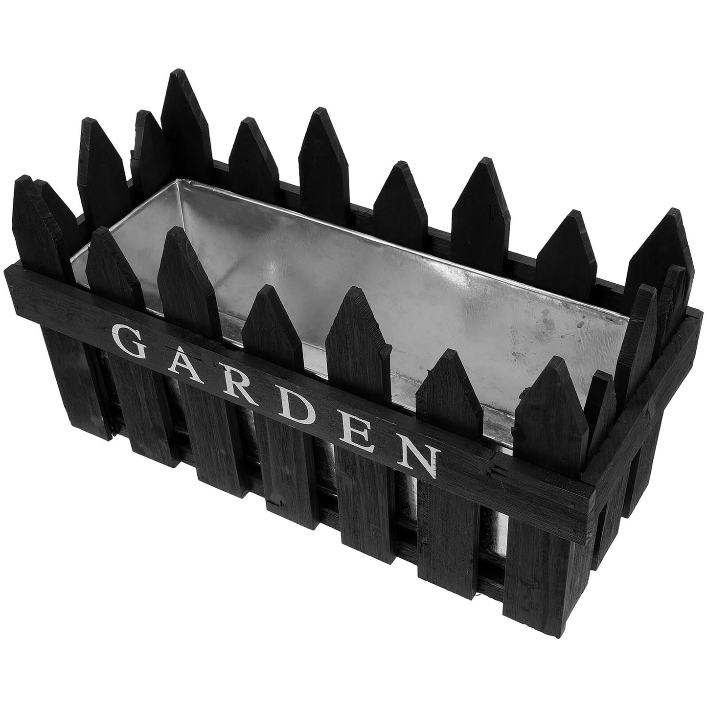 Homoyoyo Rectangular Wooden Fence Flower Pot Planter Box for Balcony and Garden, Hollow Creative Planting Basket in Black, Decorative Outdoor Patio Container for Flowers Arrangement